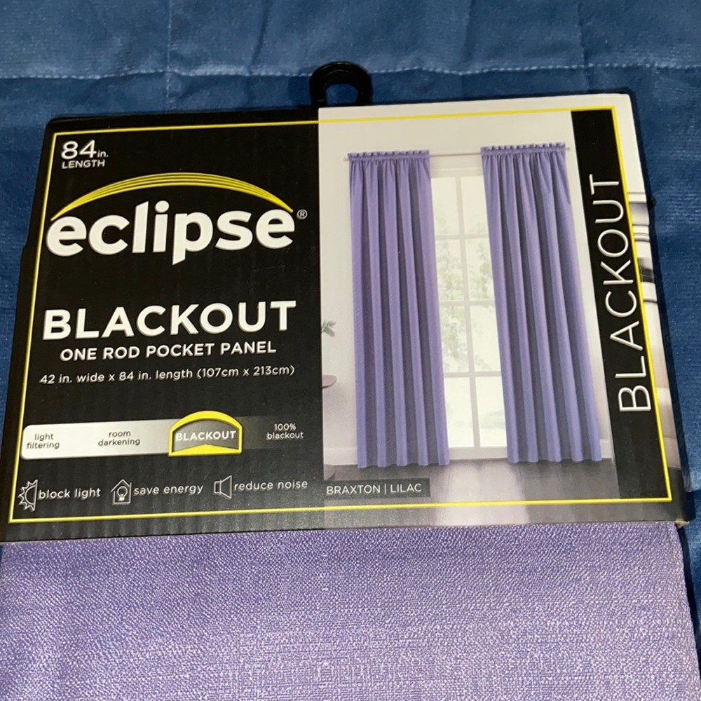 Two Eclipse Blackout Curtains ~ Braxton Lilac 84 in